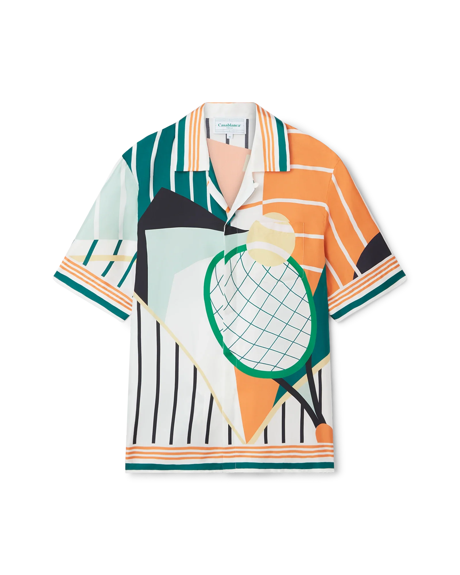 Camisa corta abstracta de seda de manga corta