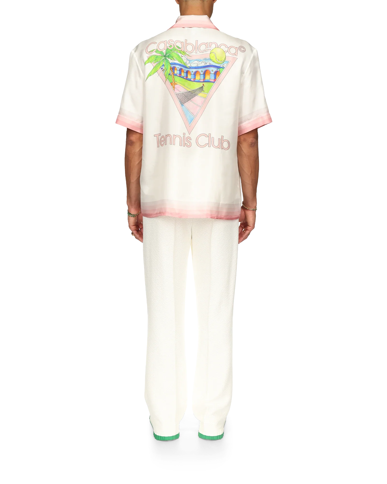 Camisa de seda de manga corta con el icono del club de tenis