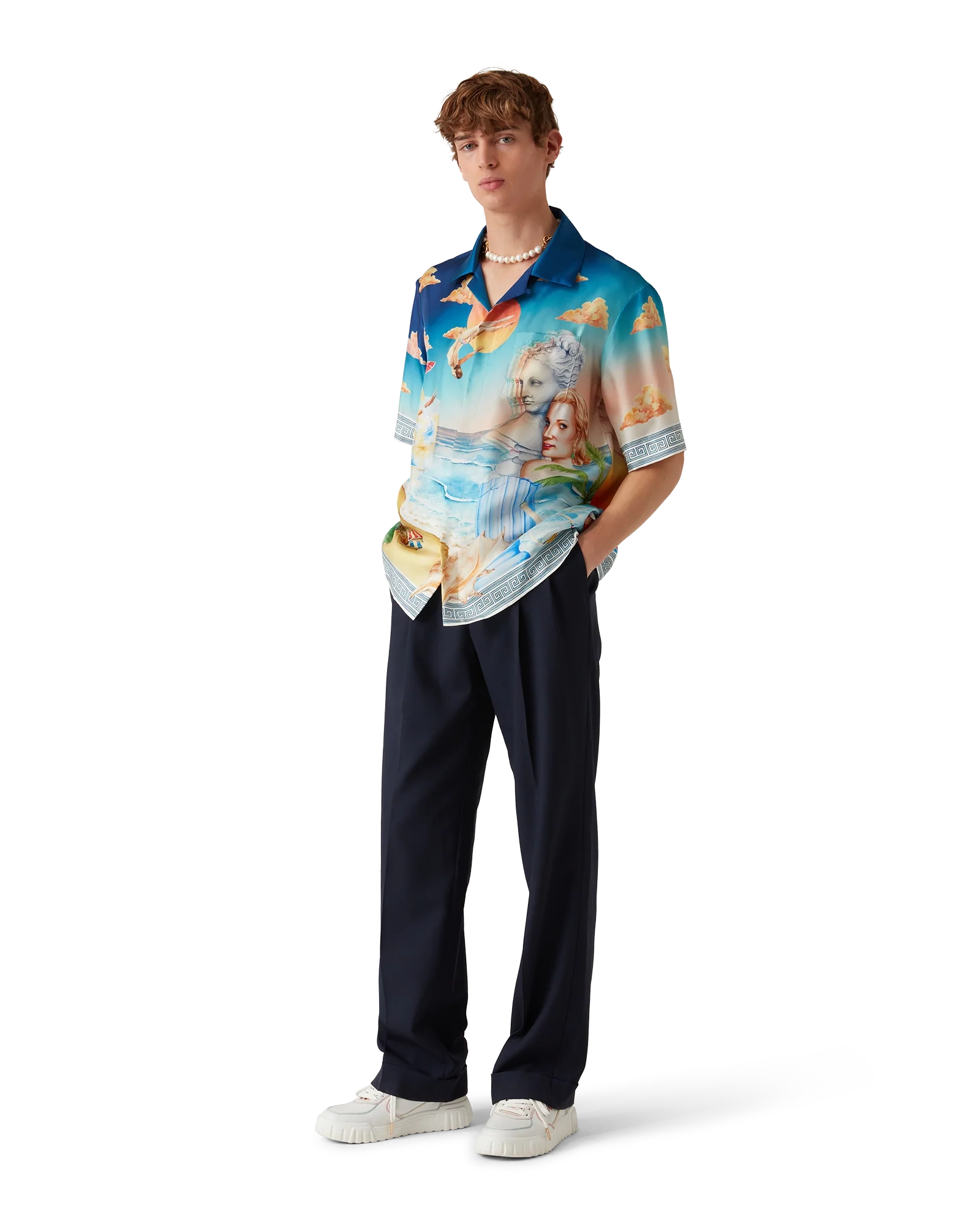 Camisa de seda de manga corta Plongeon
