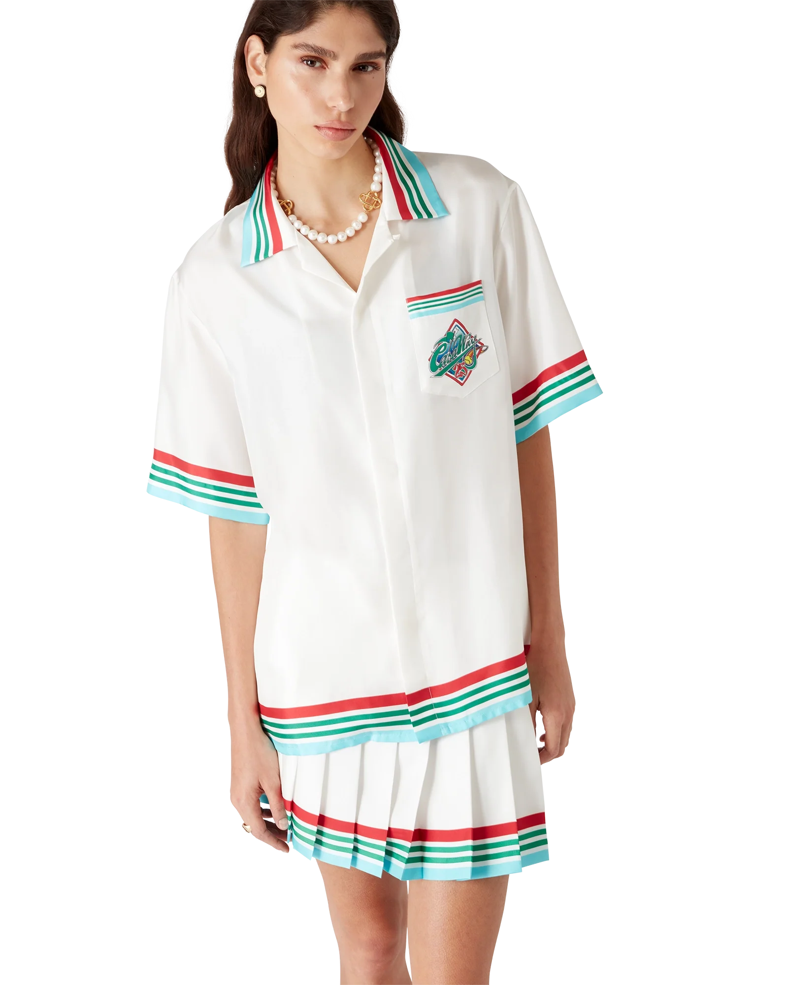 Camisa de seda de manga corta de la Serie Mundial de Casa Way