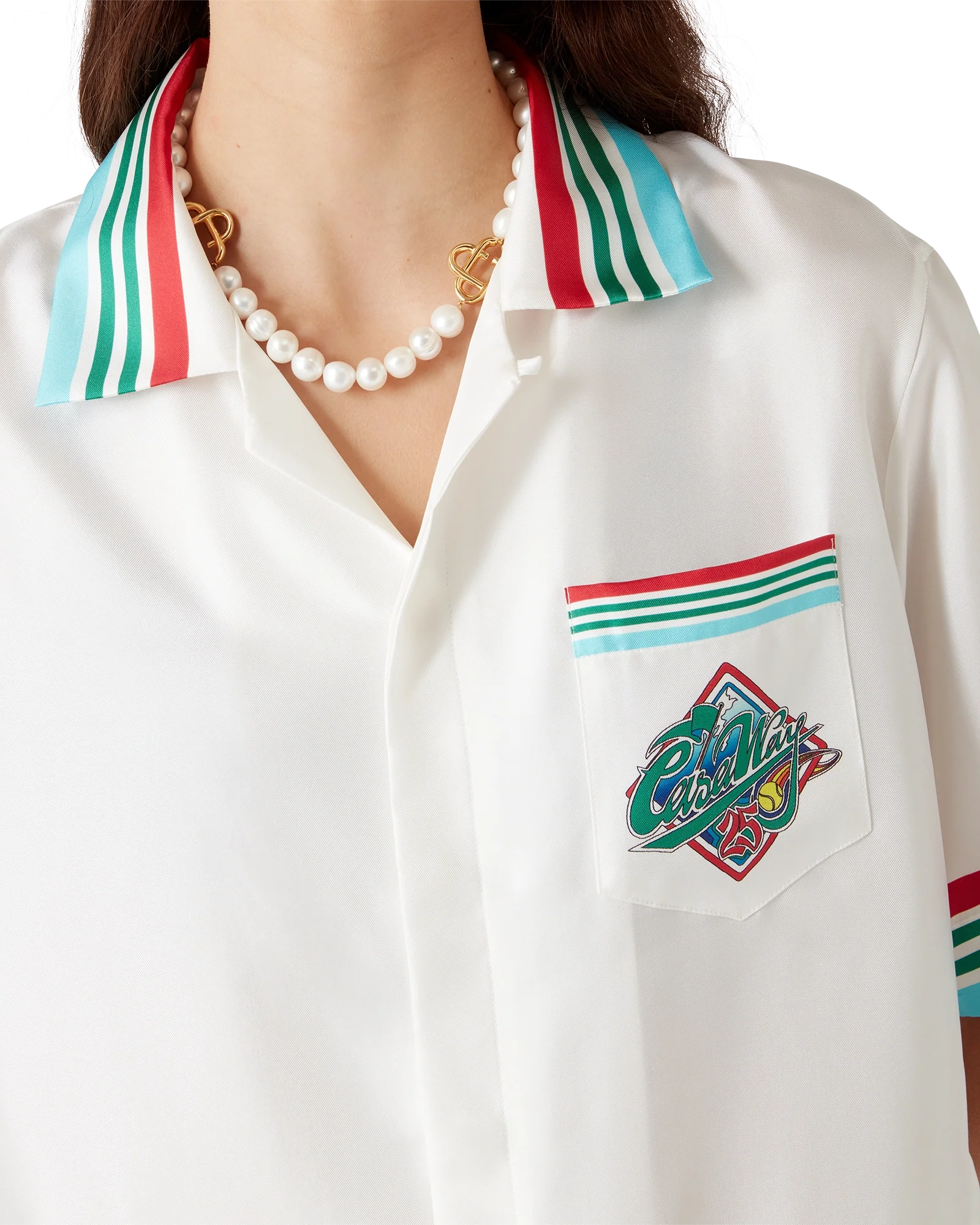 Camisa de seda de manga corta de la Serie Mundial de Casa Way