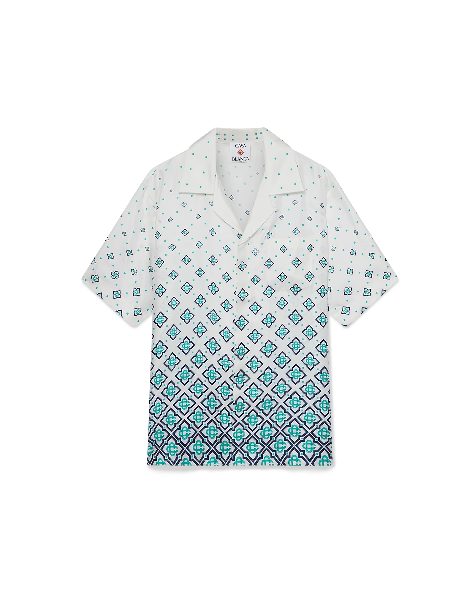 Camisa de seda de manga corta con monograma degradado
