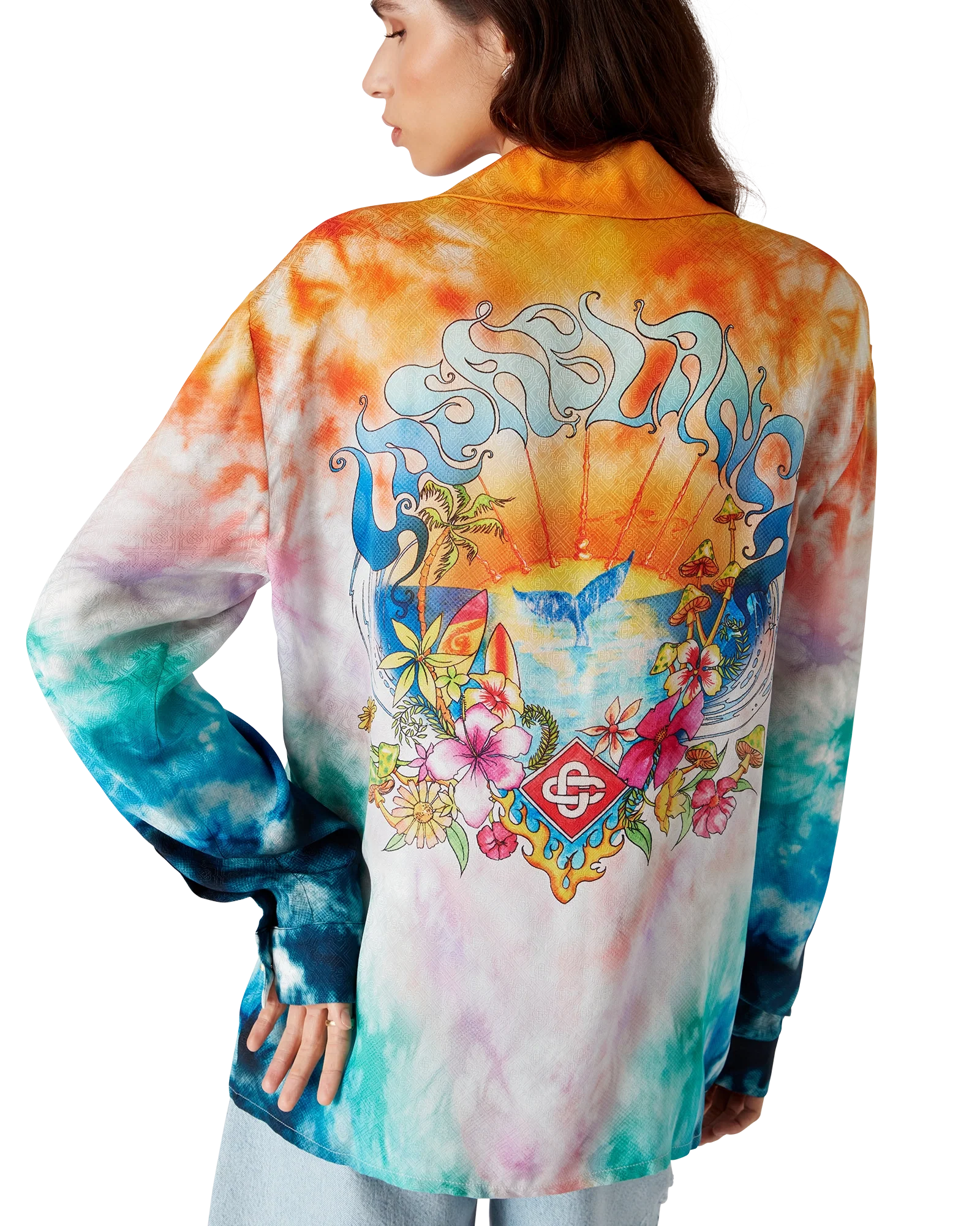 Camisa de seda de manga larga Surf Trip