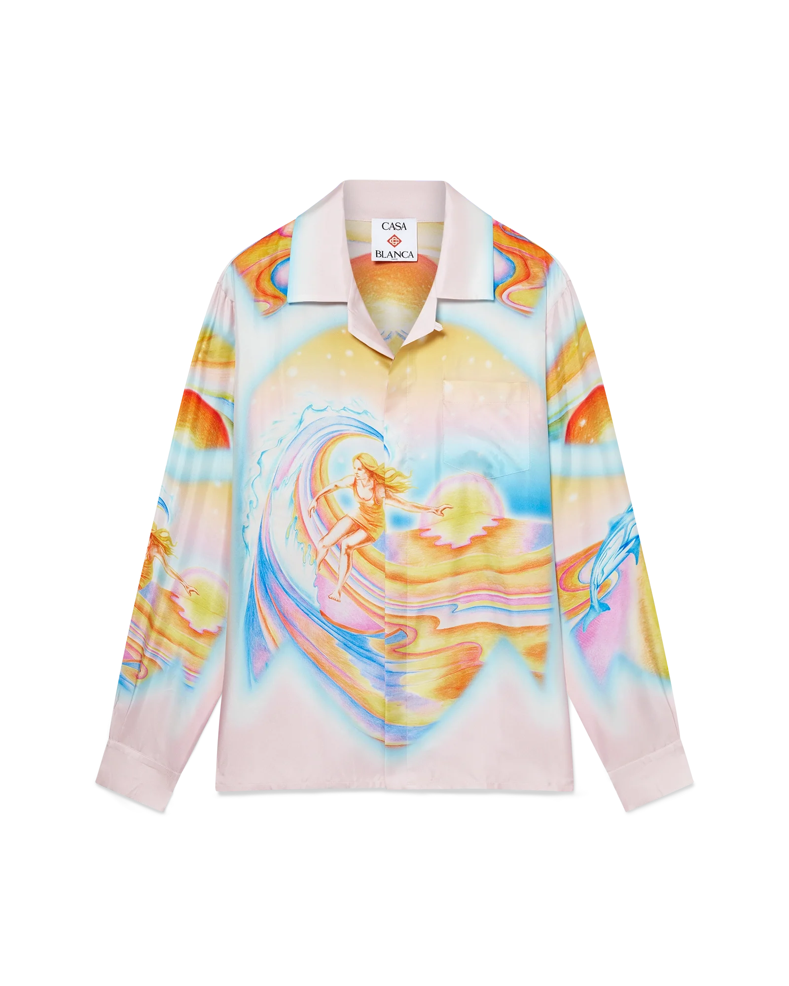Camisa de seda de manga larga psicodélica Nirvana