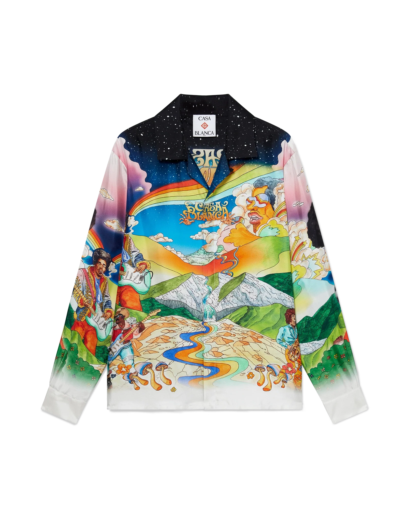 Camisa de seda de manga larga con música