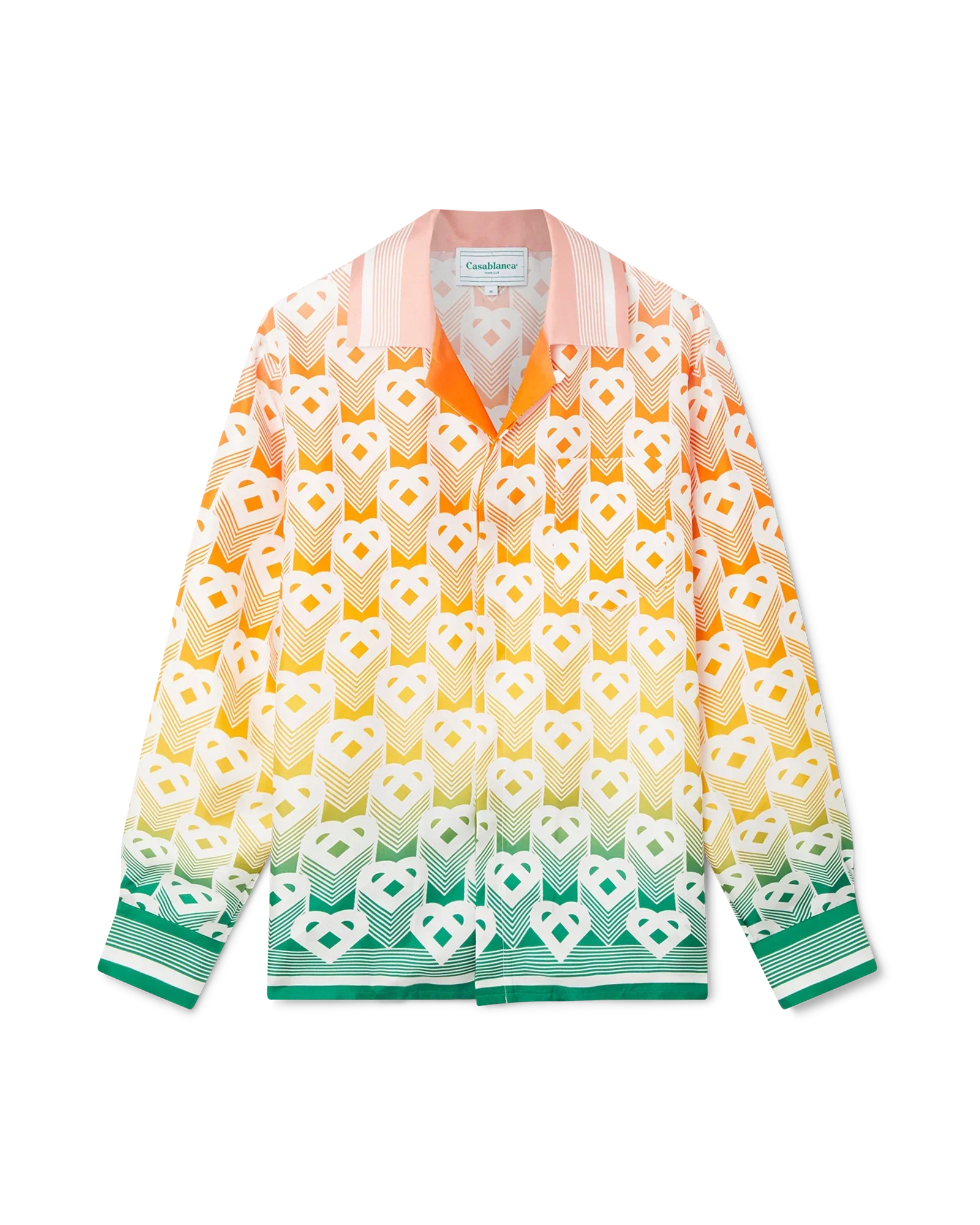 Camisa de seda con monograma de corazón degradado