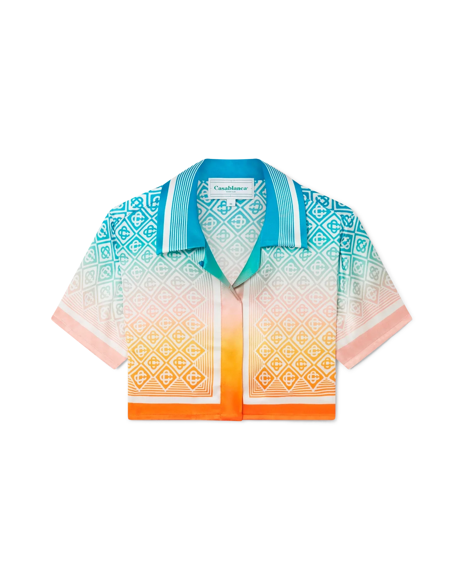 Camisa corta de seda con monograma degradado