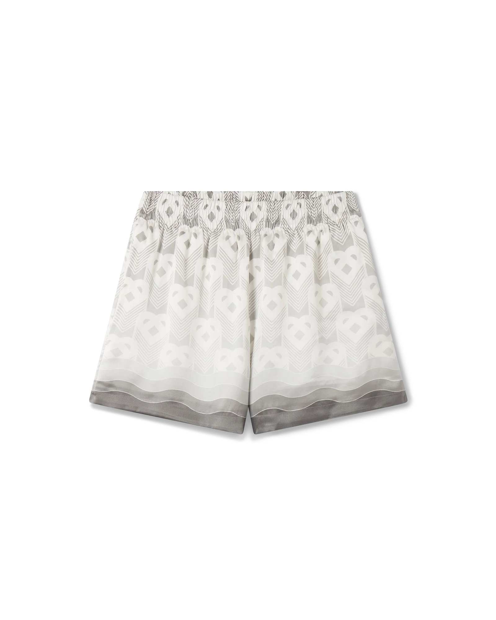 Pantalones cortos de seda con monograma de corazón degradado