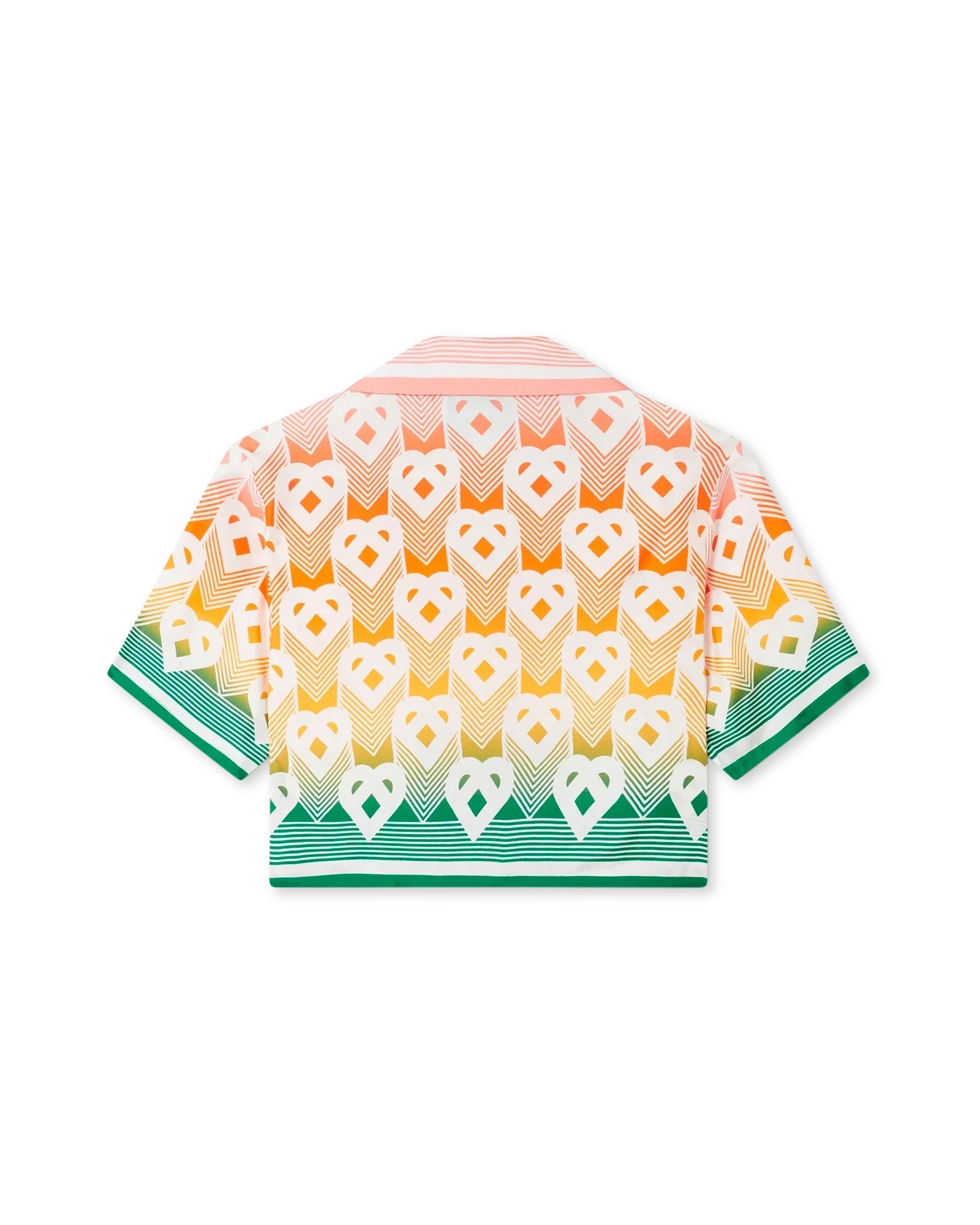 Camisa corta de seda con monograma de corazón degradado